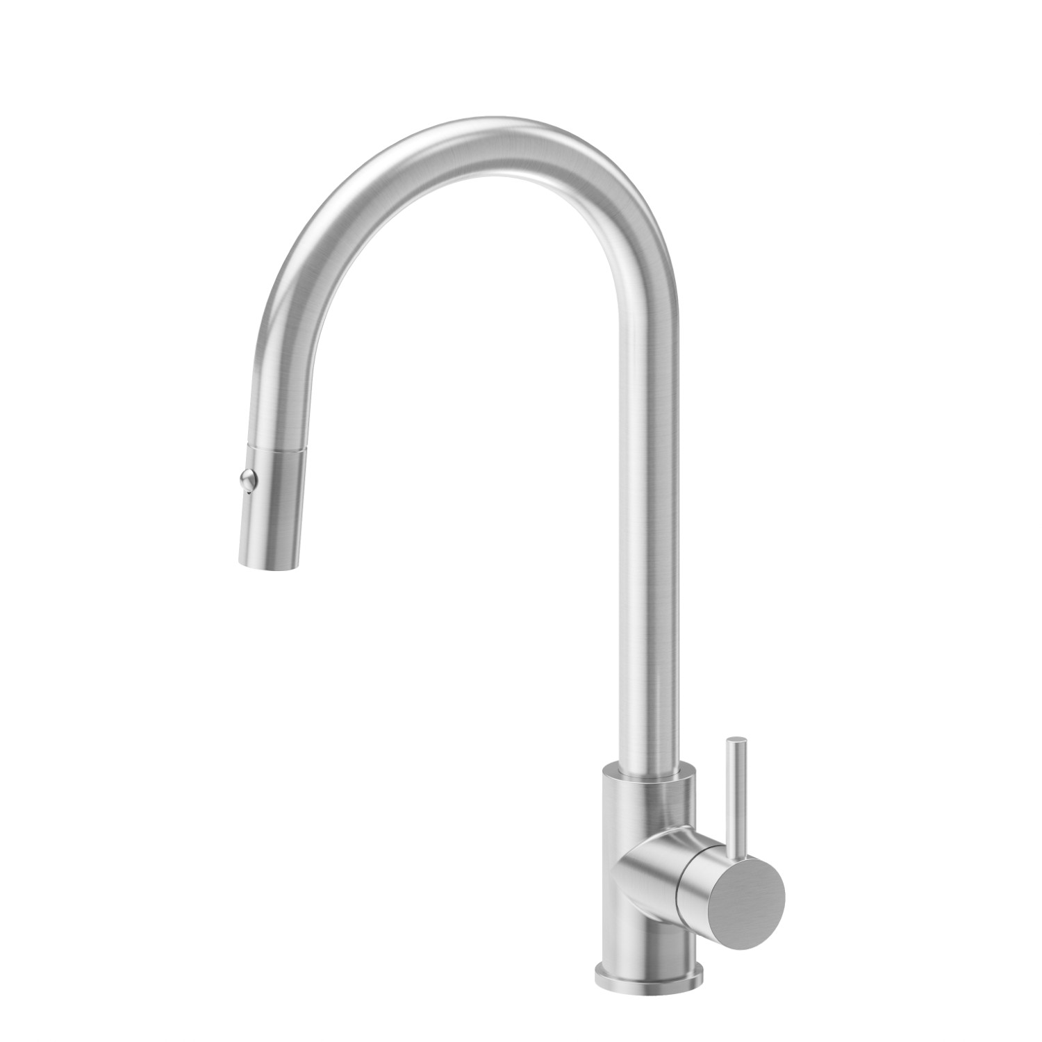Single-lever sink mixer with round swivel spout and double-jet pull-out hand shower - finish Stainless Steel