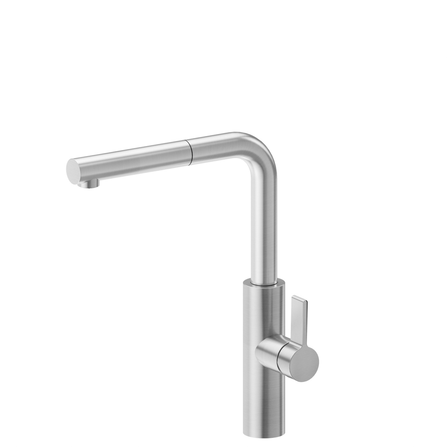 Mitigeur monocommande évier avec bec L pivotant et douchette extractible double jet - finition PVD Brushed steel