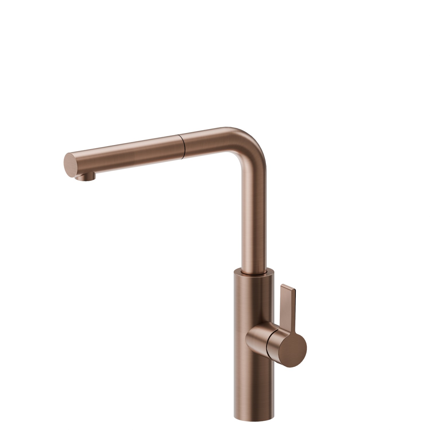 Mitigeur monocommande évier avec bec L pivotant et douchette extractible double jet - finition PVD Brushed Copper Bronze