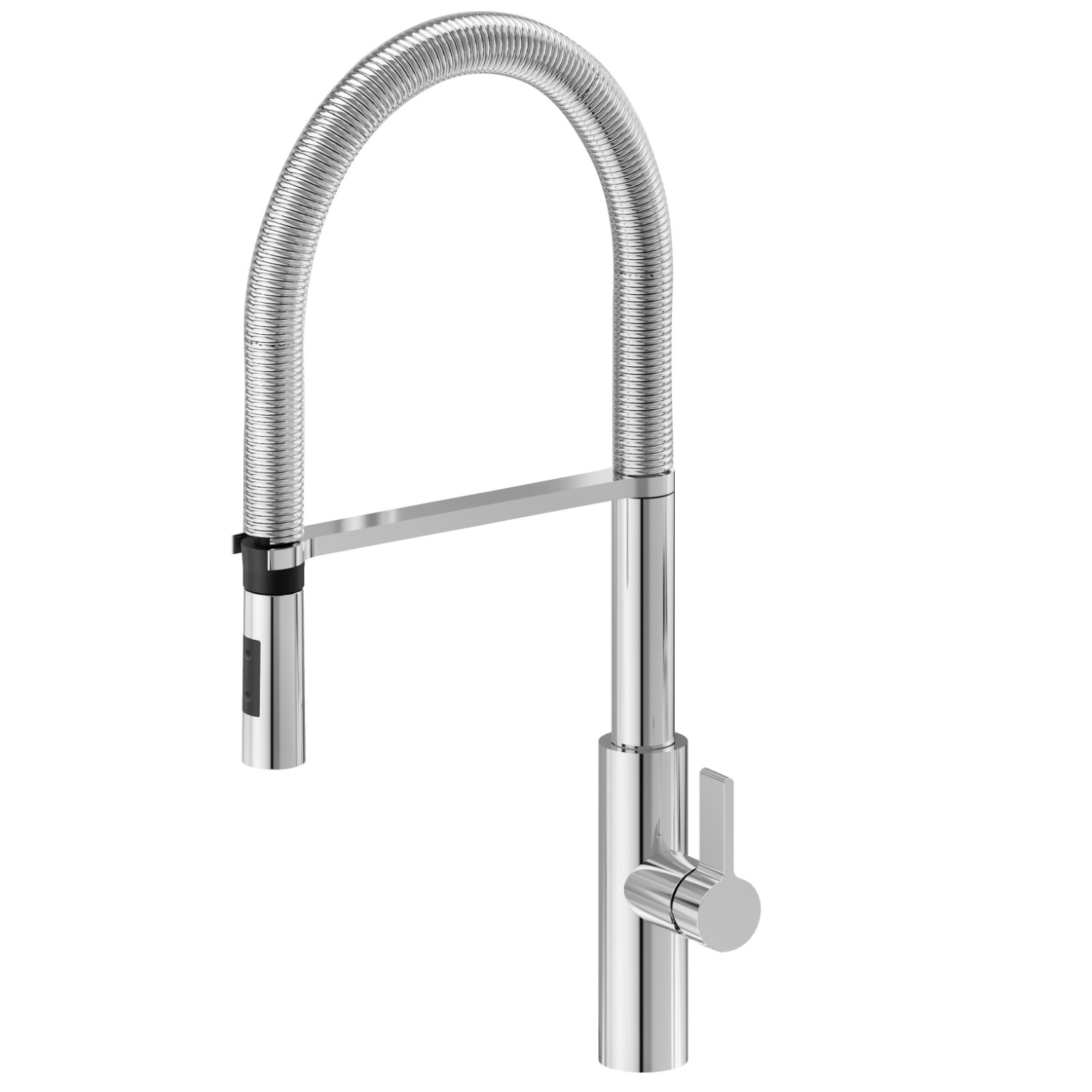 Mitigeur monocommande évier avec bec L pivotant et douchette extractible double jet - finition Chrome