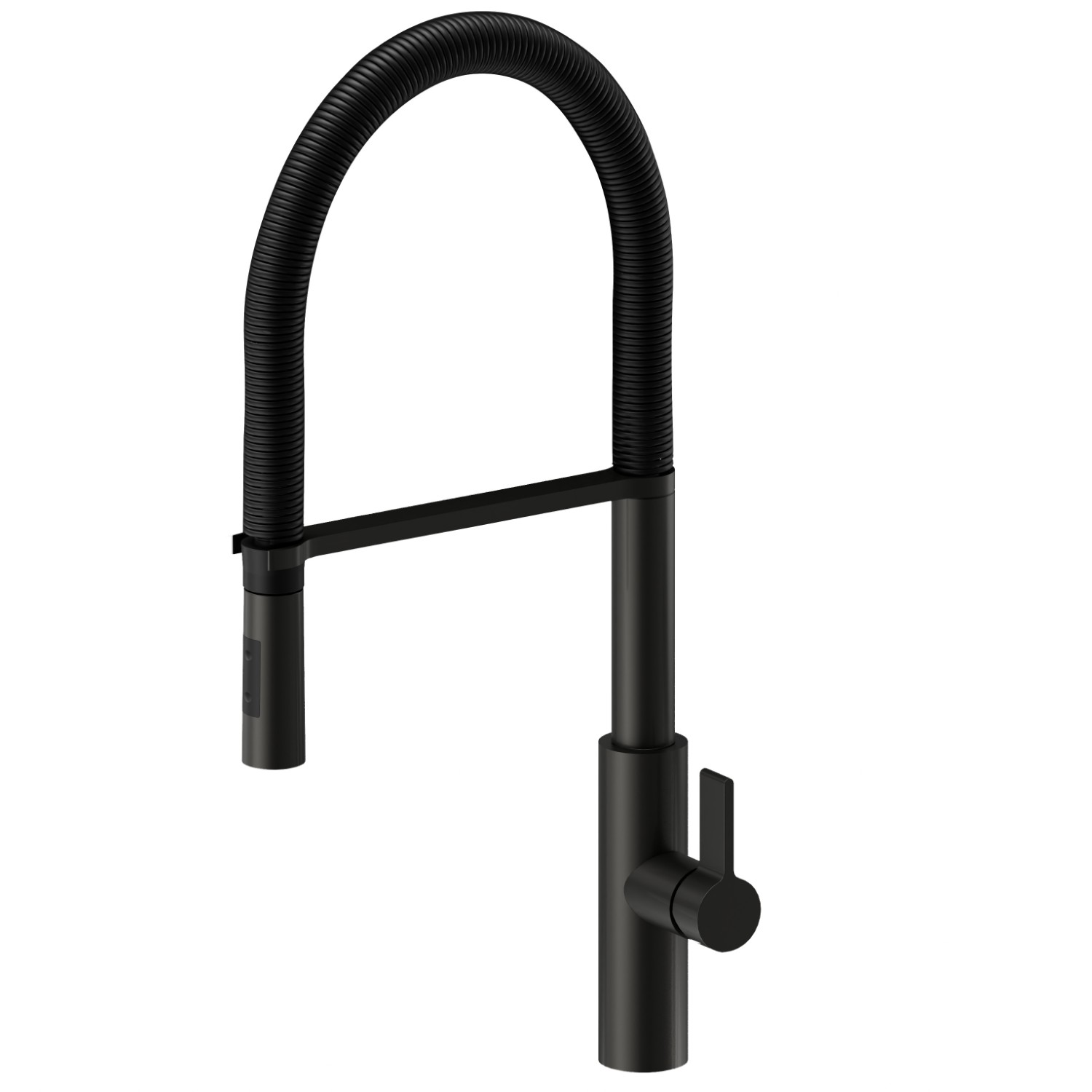 Mitigeur monocommande évier avec bec L pivotant et douchette extractible double jet - finition Titanium Satin + Matt Black