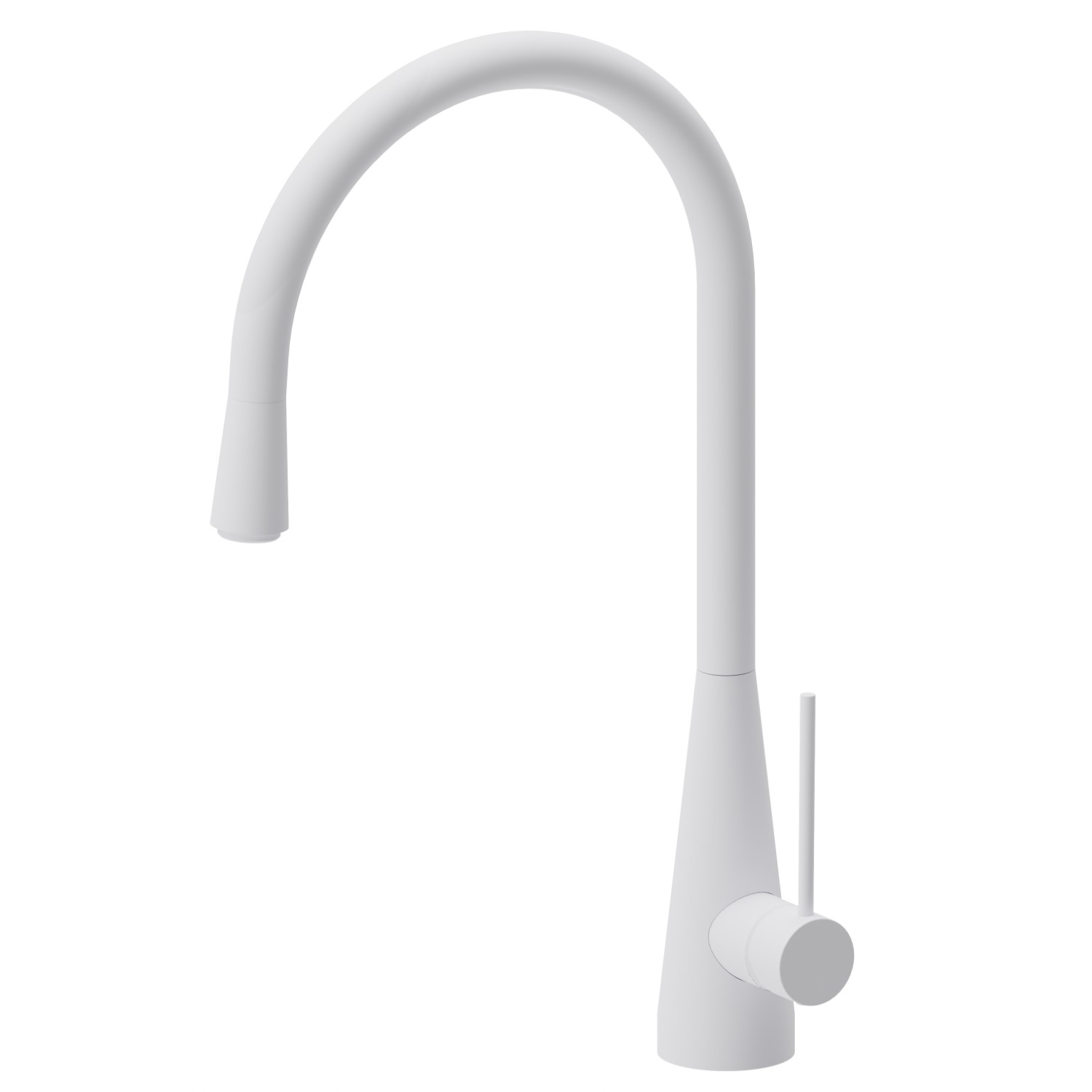 Single-lever sink mixer with round swivel spout - finish Matt White