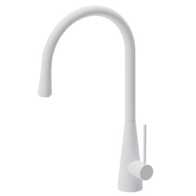 Single-lever sink mixer with round swivel spout - finish Matt White