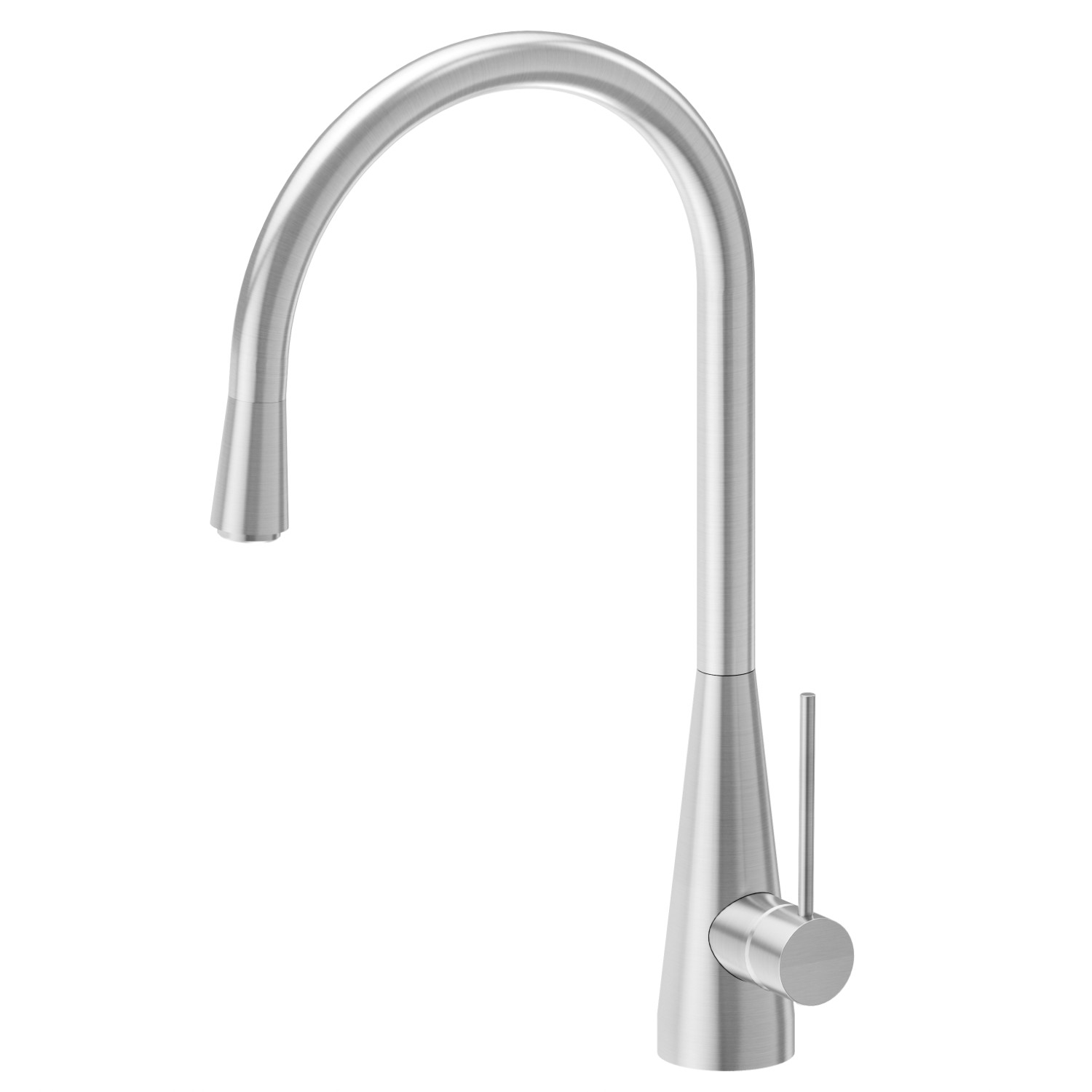 Single-lever sink mixer with round swivel spout - finish PVD Brushed steel