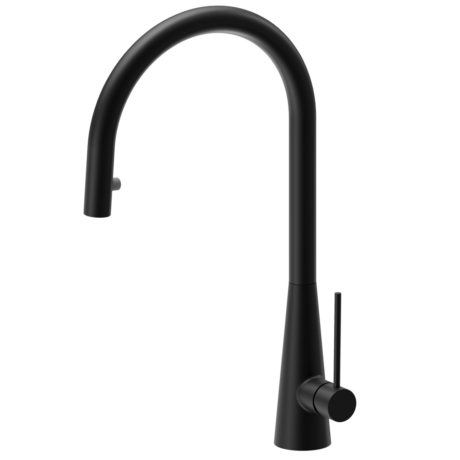 Single-lever sink mixer, round swivel spout and single jet retractable pull-out hand shower - finish Matt Black