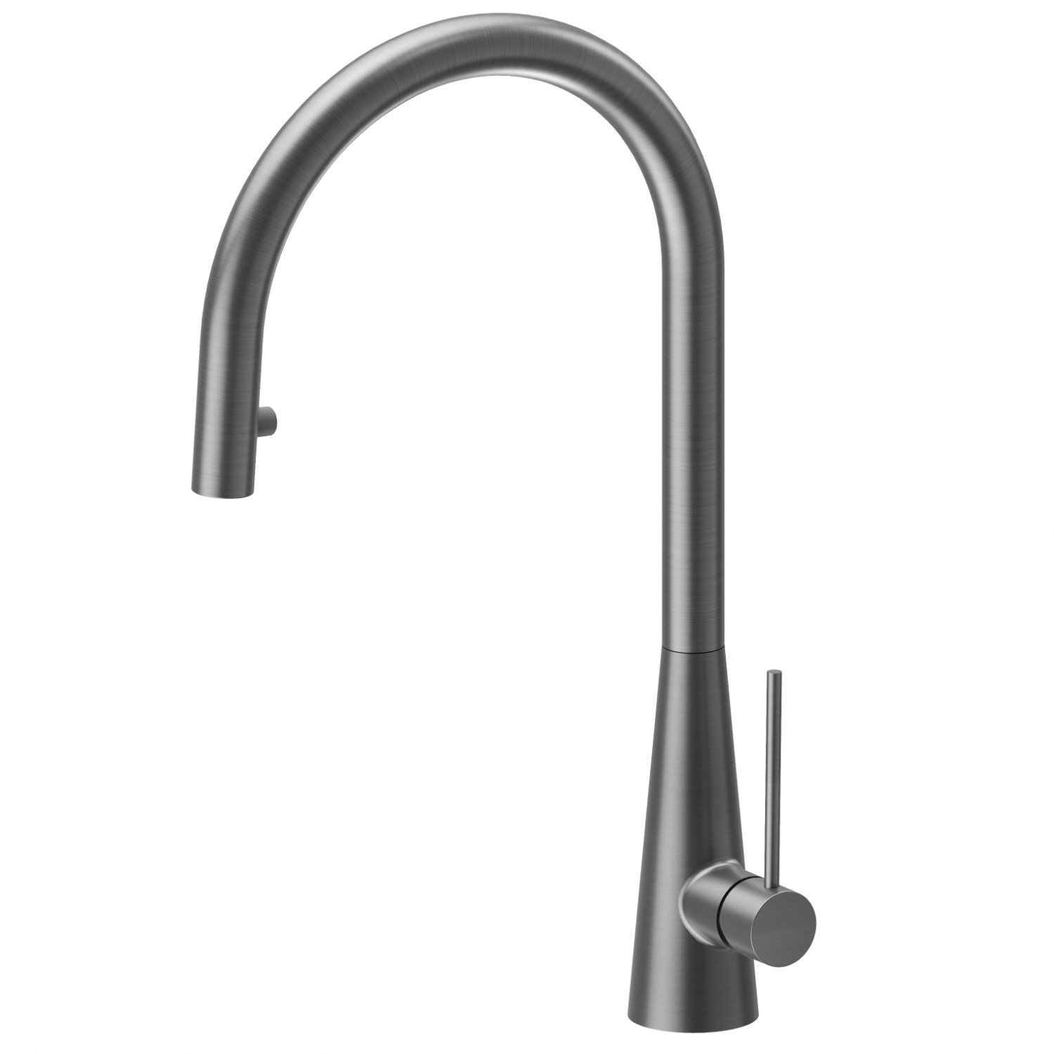 Single-lever sink mixer, round swivel spout and single jet retractable pull-out hand shower - finish PVD Brushed Gun Metal