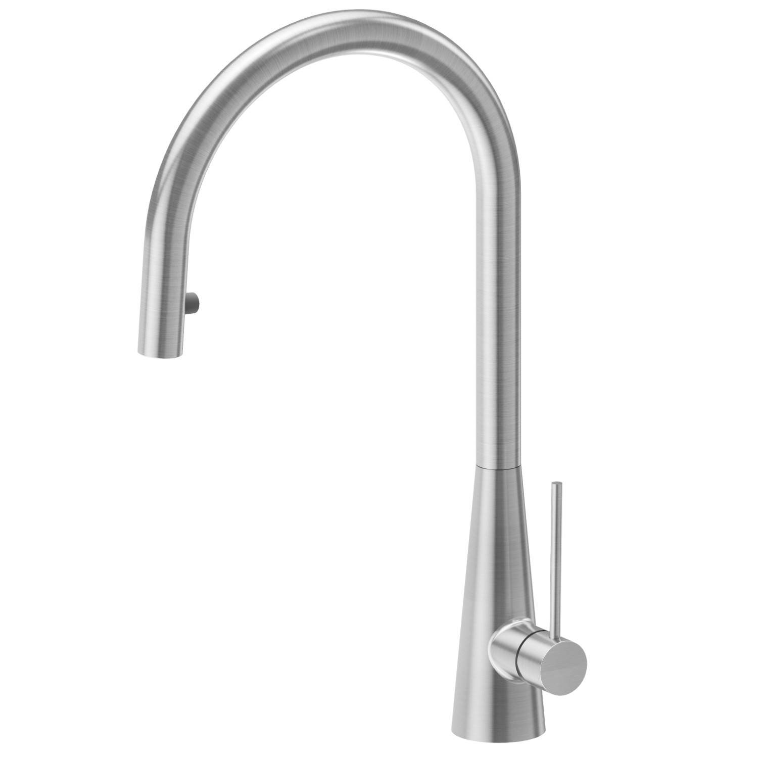 Single-lever sink mixer, round swivel spout and single jet retractable pull-out hand shower - finish PVD Brushed steel