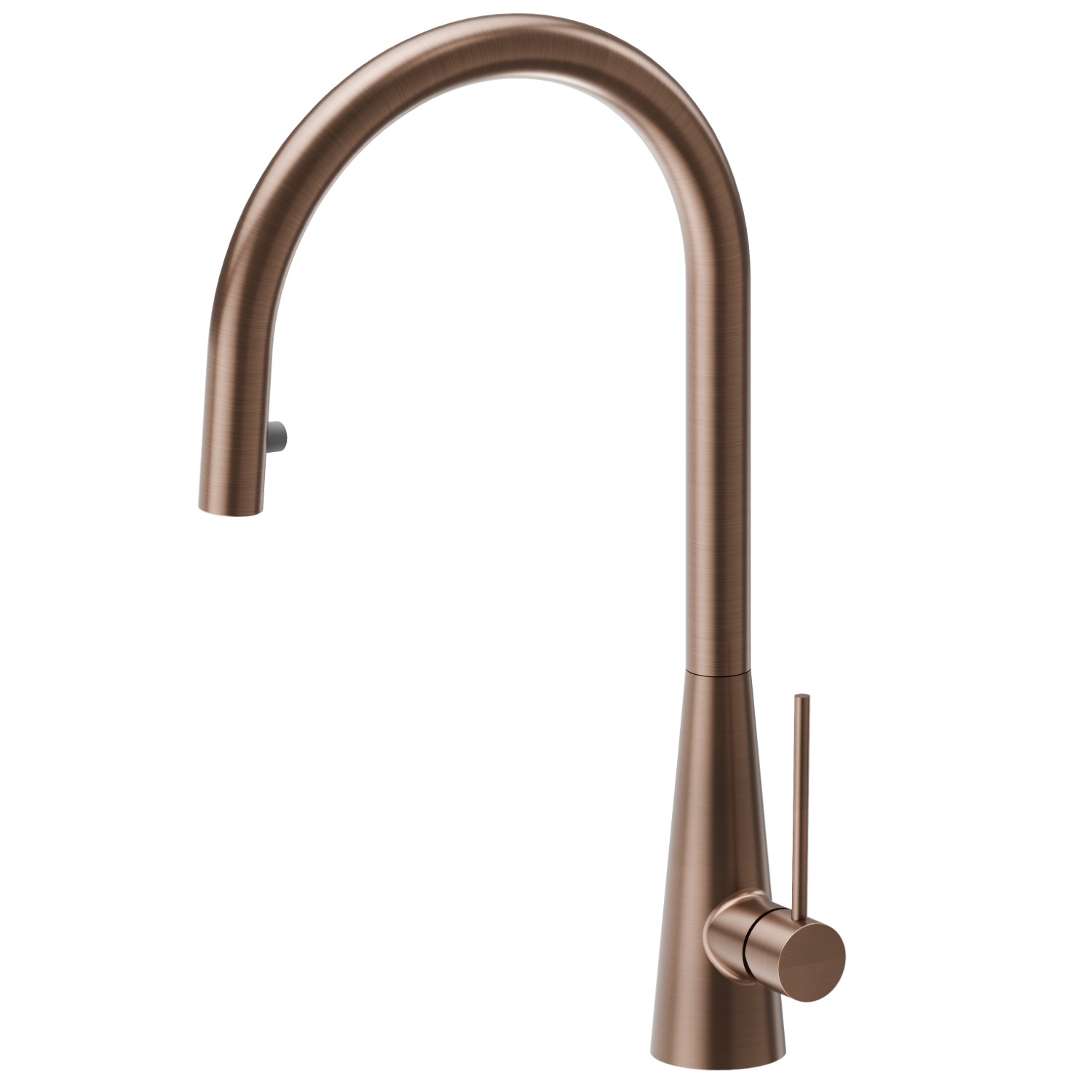 Miscelatore monocomando per lavello con bocca tonda girevole e doccetta estraibile monogetto a scomparsa - finitura PVD Brushed Copper Bronze
