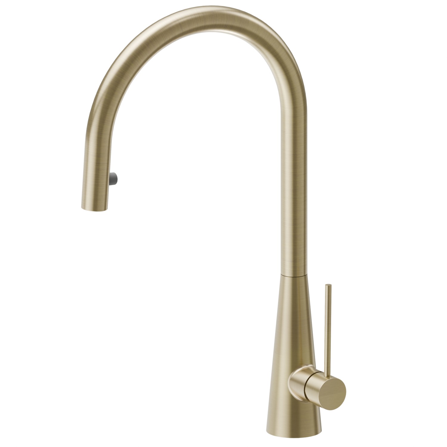 Miscelatore monocomando per lavello con bocca tonda girevole e doccetta estraibile monogetto a scomparsa - finitura PVD Brushed Pale Gold