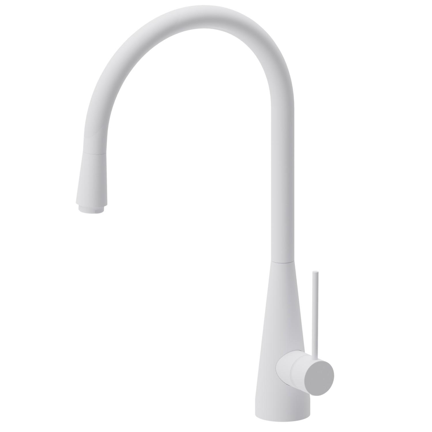 Miscelatore monocomando per lavello con bocca tonda girevole e doccetta estraibile monogetto - finitura Bianco opaco