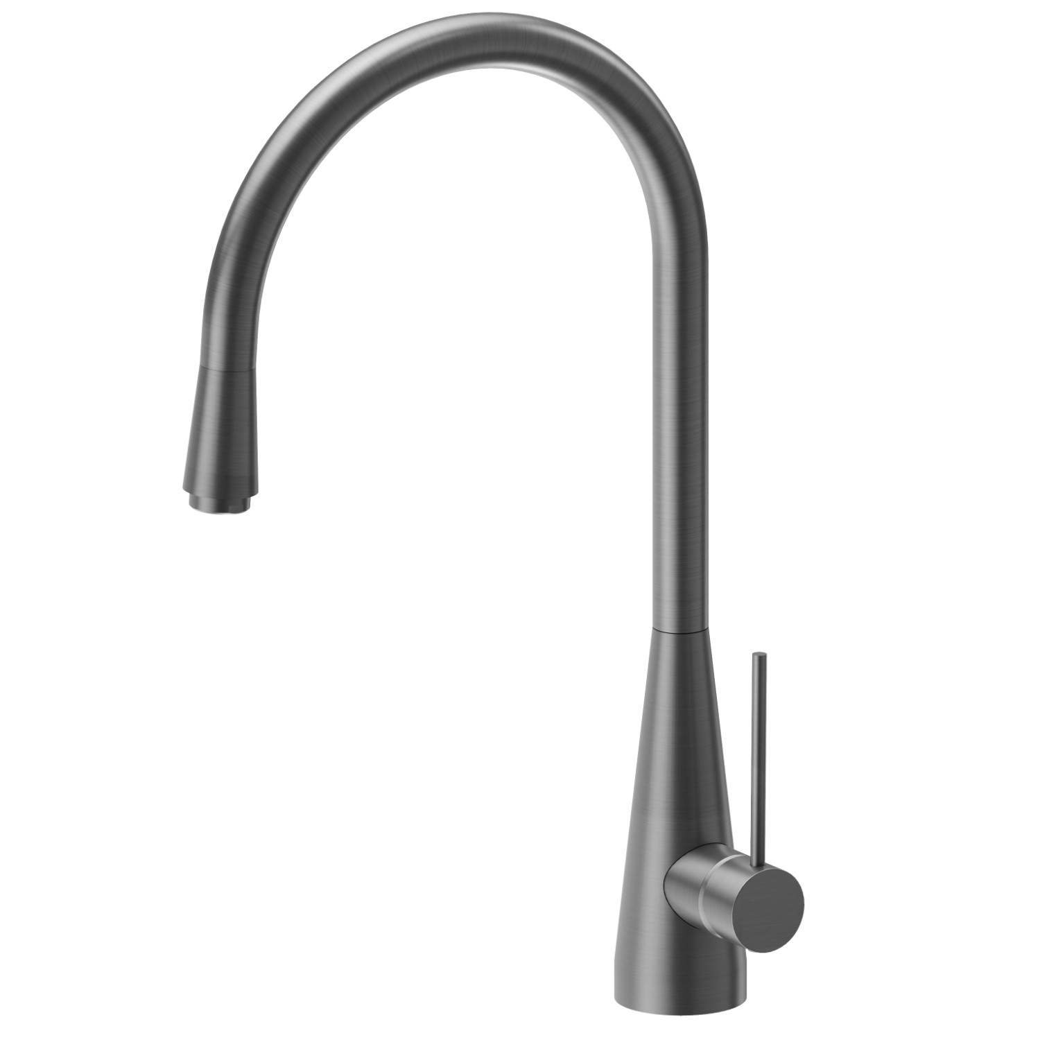 Miscelatore monocomando per lavello con bocca tonda girevole e doccetta estraibile monogetto - finitura PVD Brushed Gun Metal