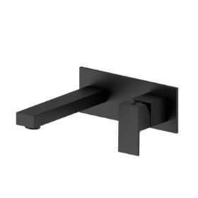 Single lever wall mixer group. Single cover plate - finish Matt Black