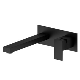 Single lever wall mixer group. Single cover plate - finish Matt Black