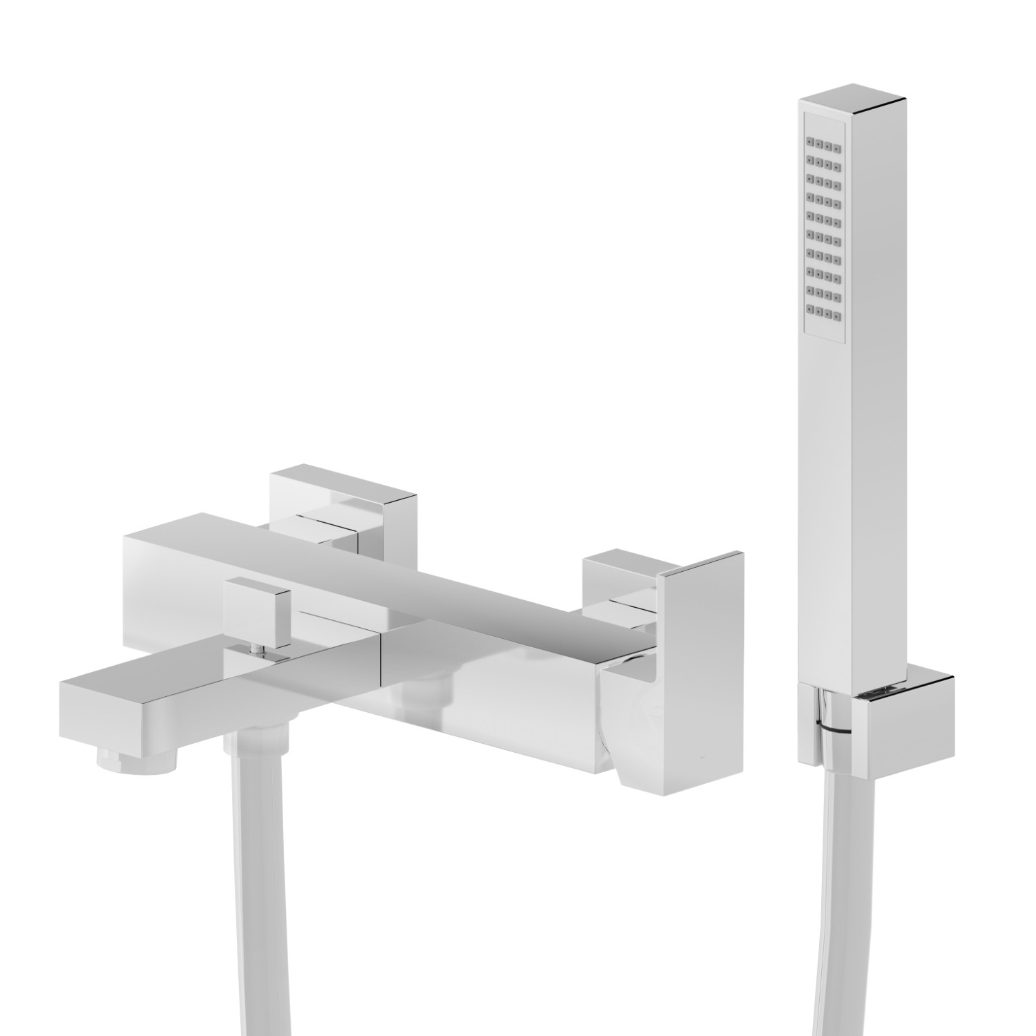 Complete bath group with fixed shower holder, PVC flexible, hand shower - finish Chrome