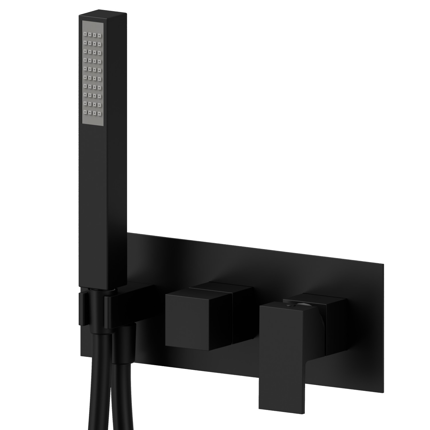 Complete concealed shower group, with shower set and 2 ways out diverter - finish Matt Black