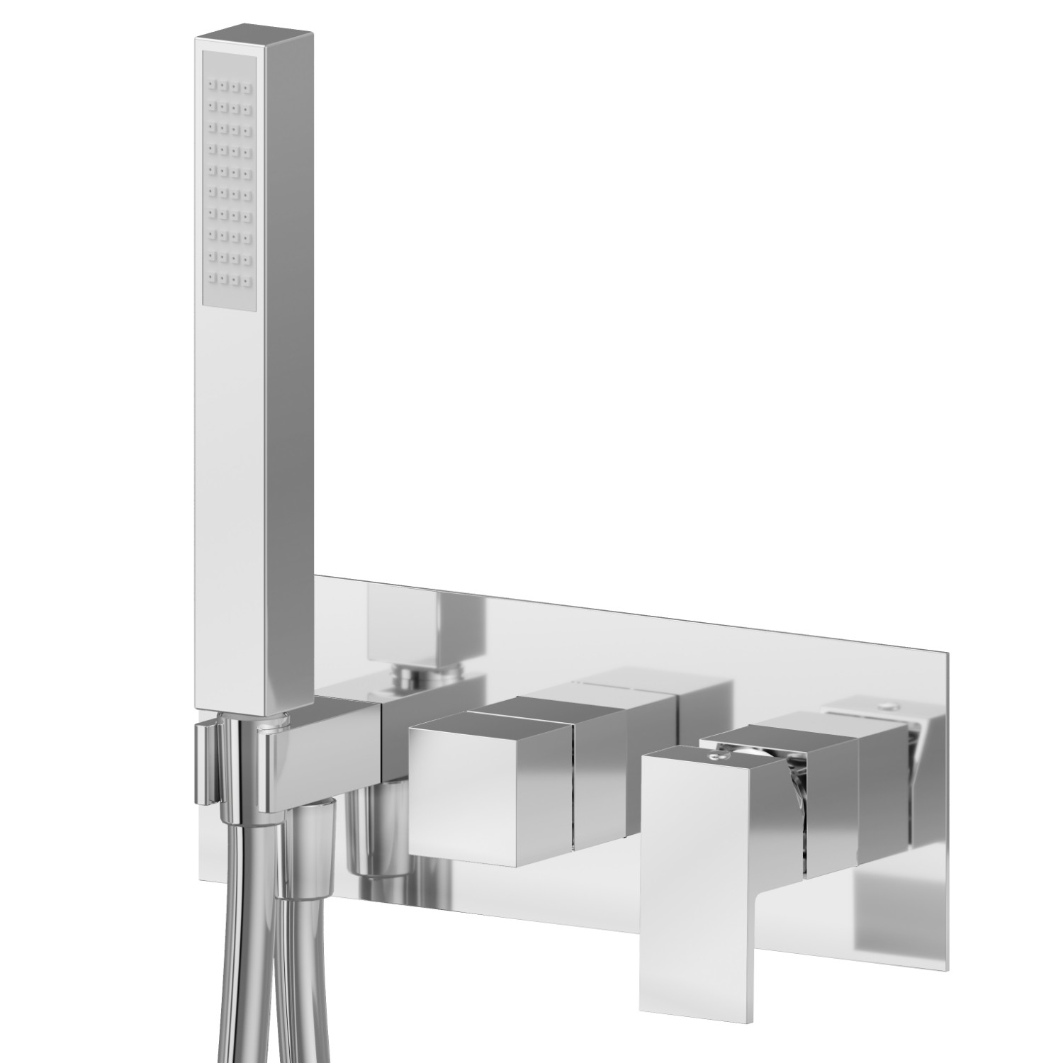 Complete concealed shower group, with shower set and 2 ways out diverter - finish Chrome
