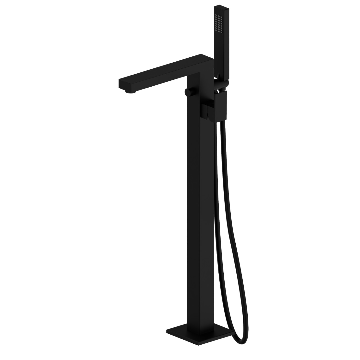 Floor mounted bath group, with mixer, diverter and shower set - finish Matt Black