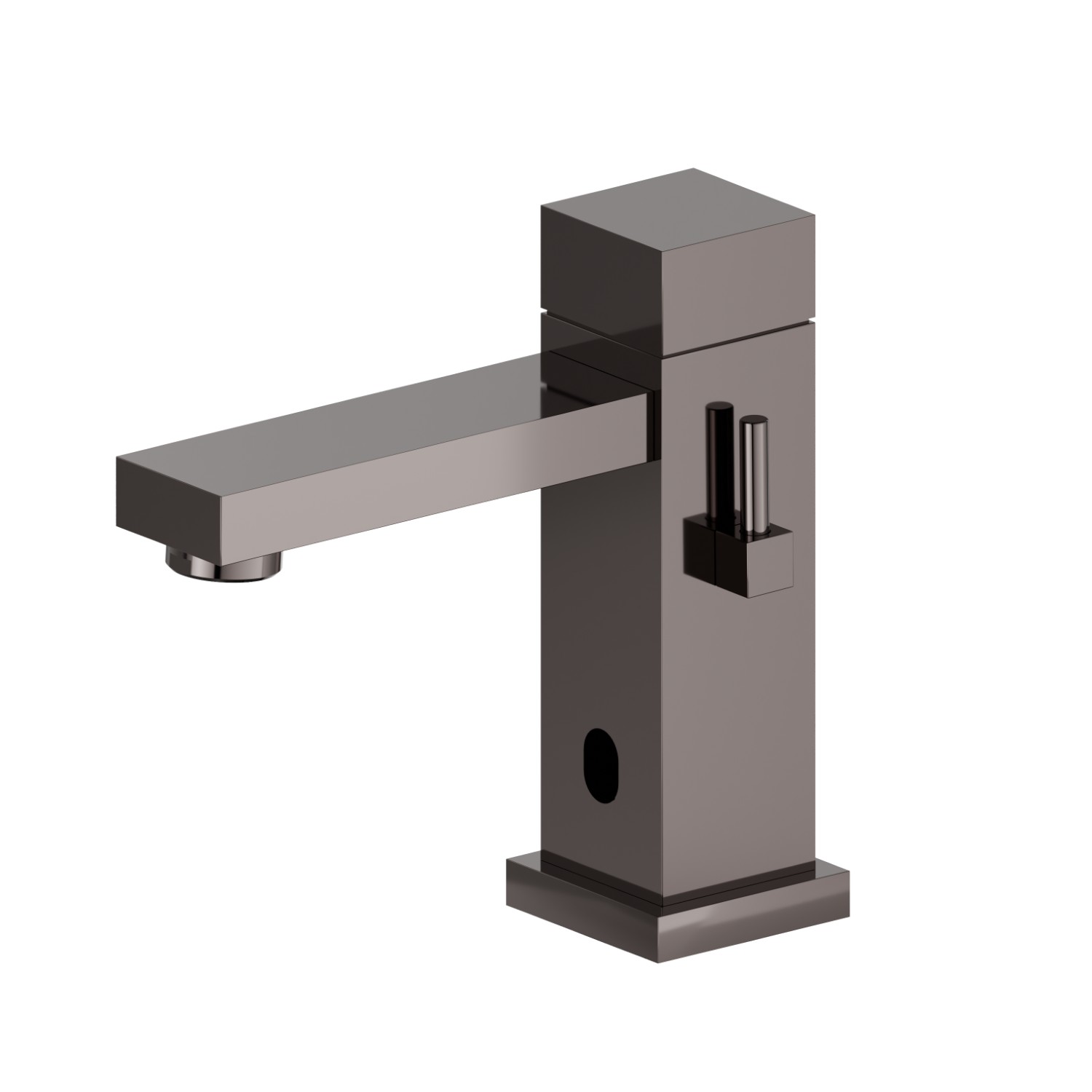 Washbasin tap with manually-adjustable mixing device by stop valves included - finish PVD Gun Metal
