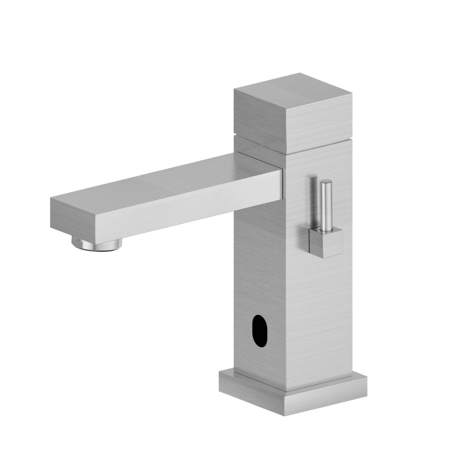 Washbasin tap with manually-adjustable mixing device by stop valves included - finish PVD Brushed steel