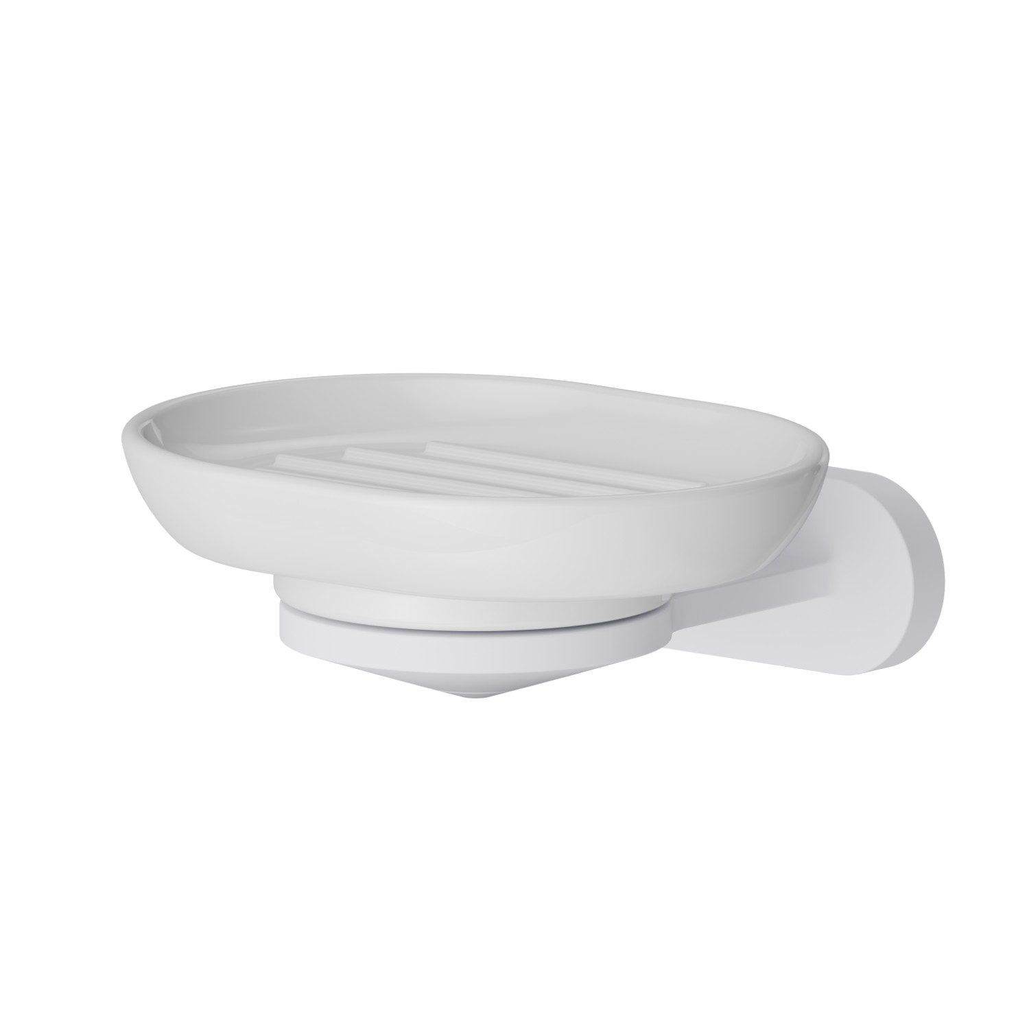 Wall-mounted soap dish. White ceramic - finish Matt White