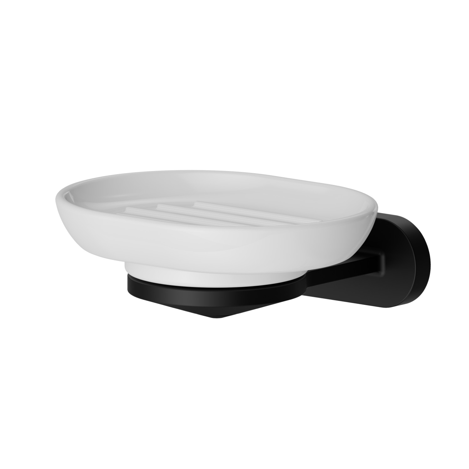 Wall-mounted soap dish. White ceramic - finish Matt Black