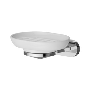 Wall-mounted soap dish. White ceramic - finish Chrome