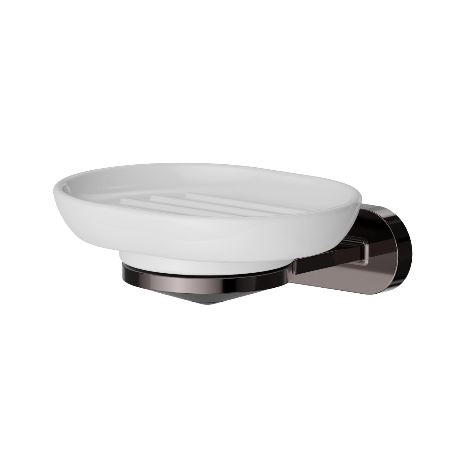 Wall-mounted soap dish. White ceramic - finish PVD Gun Metal