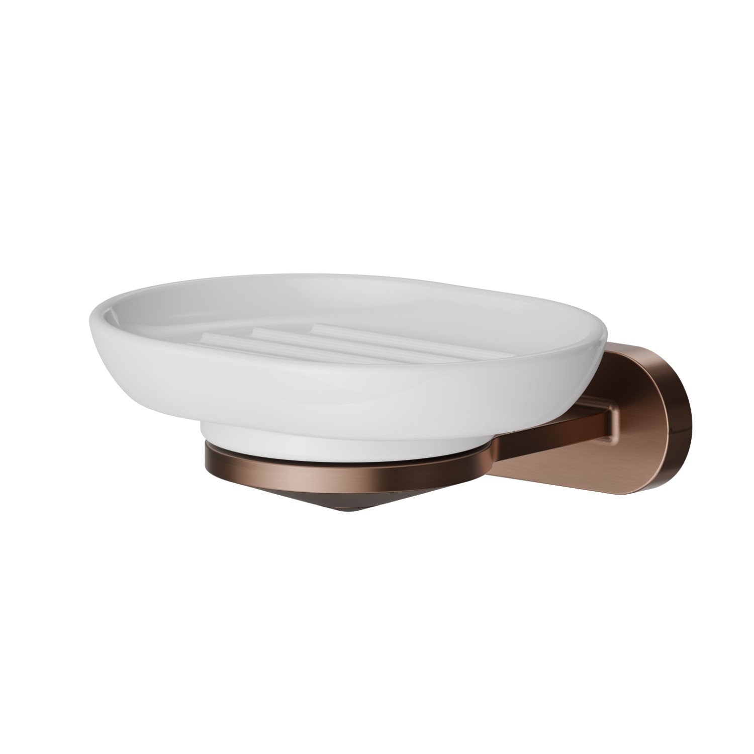 Wall-mounted soap dish. White ceramic - finish PVD Brushed Copper Bronze