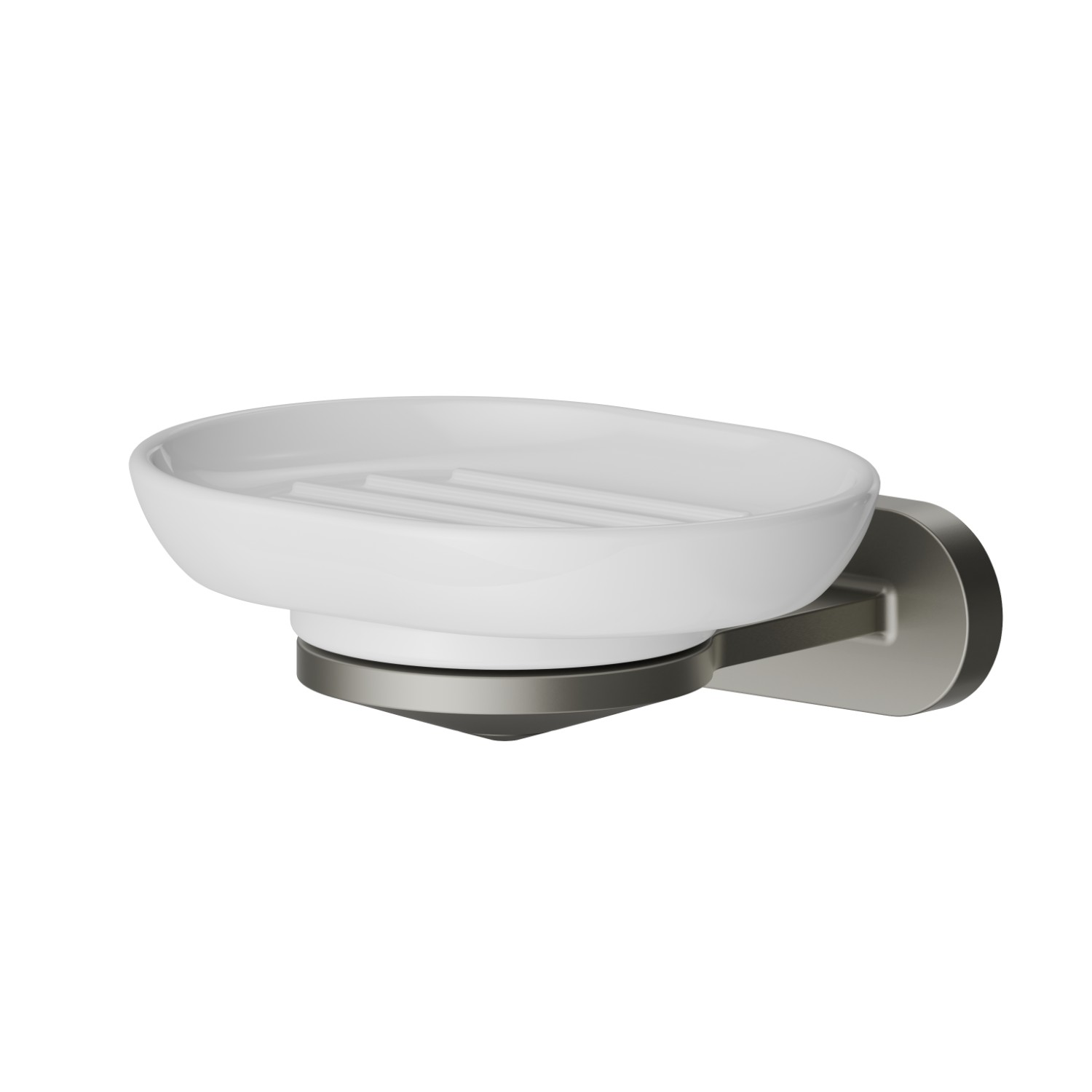 Wall-mounted soap dish. White ceramic - finish Titanium Satin