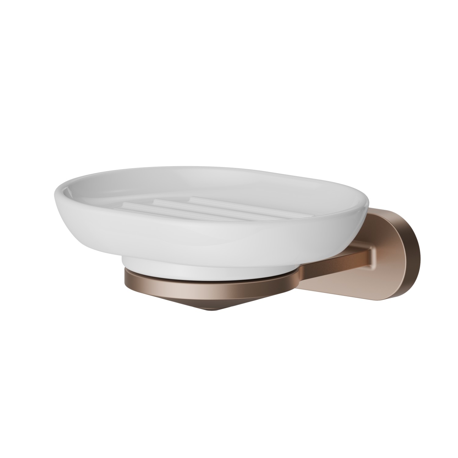 Wall-mounted soap dish. White ceramic - finish Copper Satin