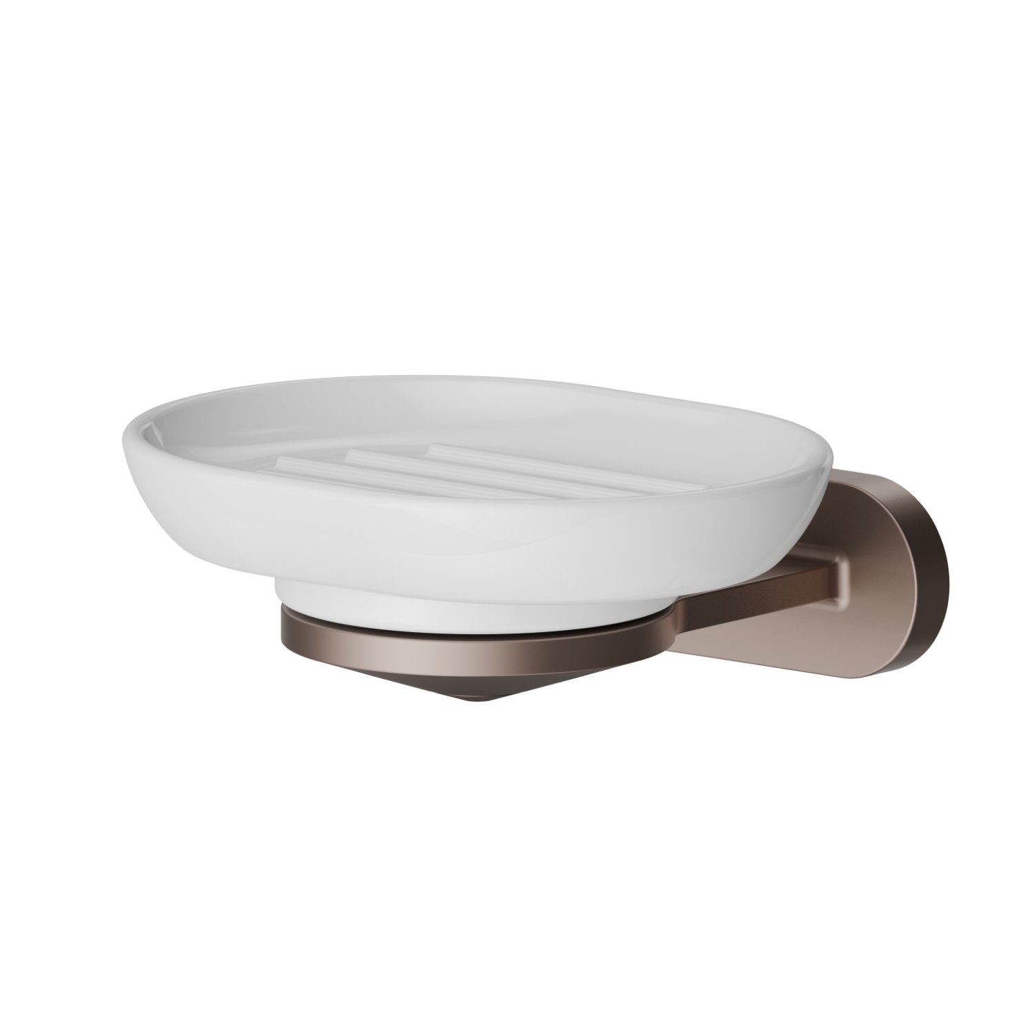 Wall-mounted soap dish. White ceramic - finish Copper Glossy