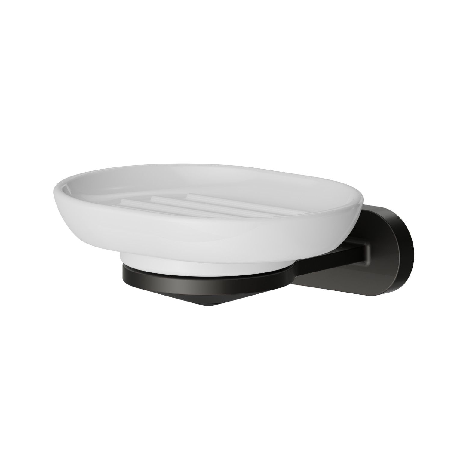 Wall-mounted soap dish. White ceramic - finish Carbon Satin