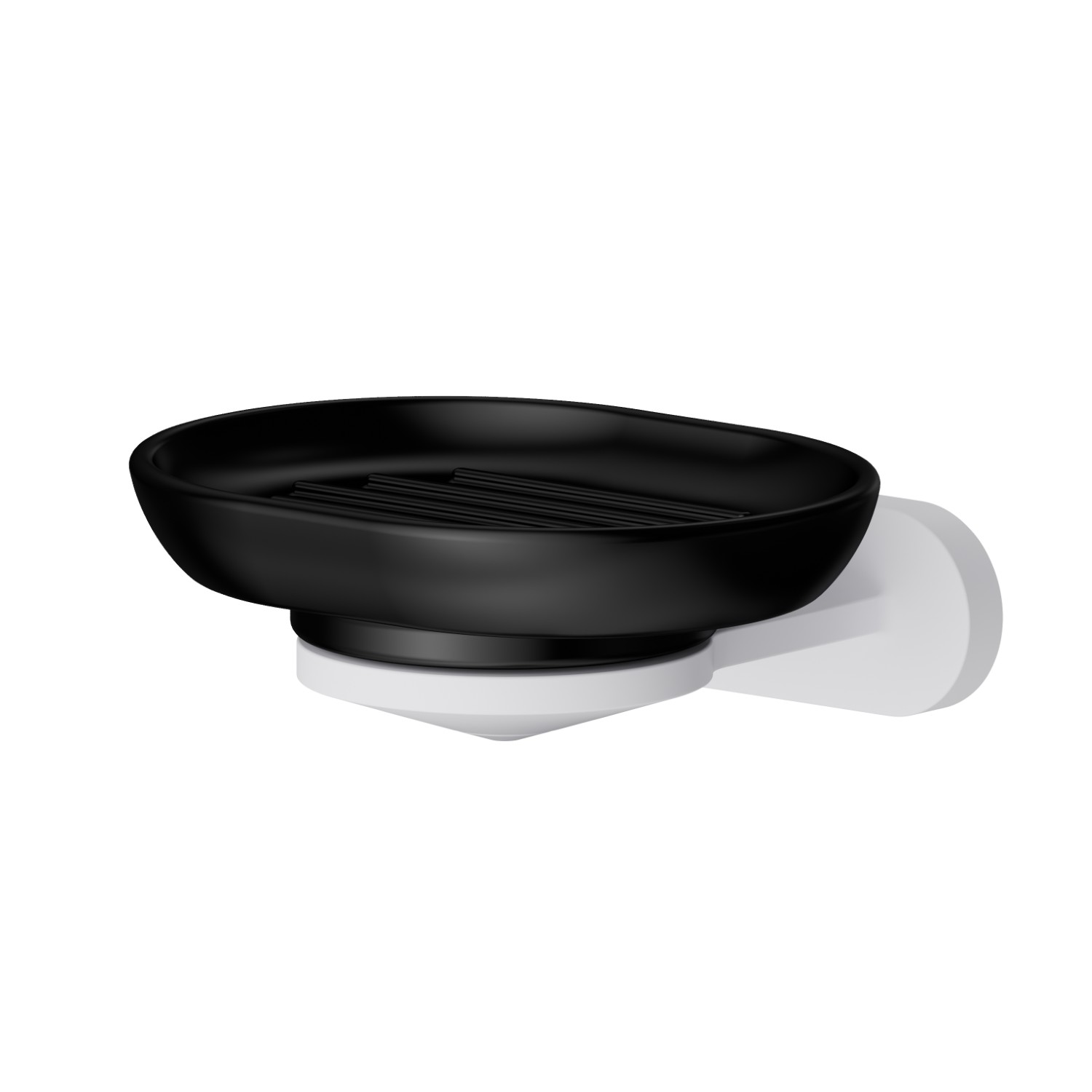 Wall-mounted soap dish. Black ceramic - finish Matt White