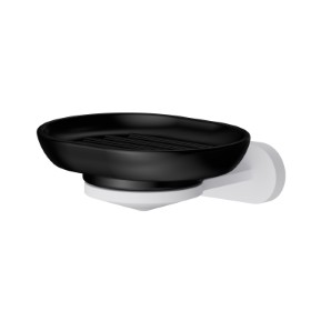 Wandmontierter Seifenhalter. Schwarze keramik - oberfläche Weiß matt