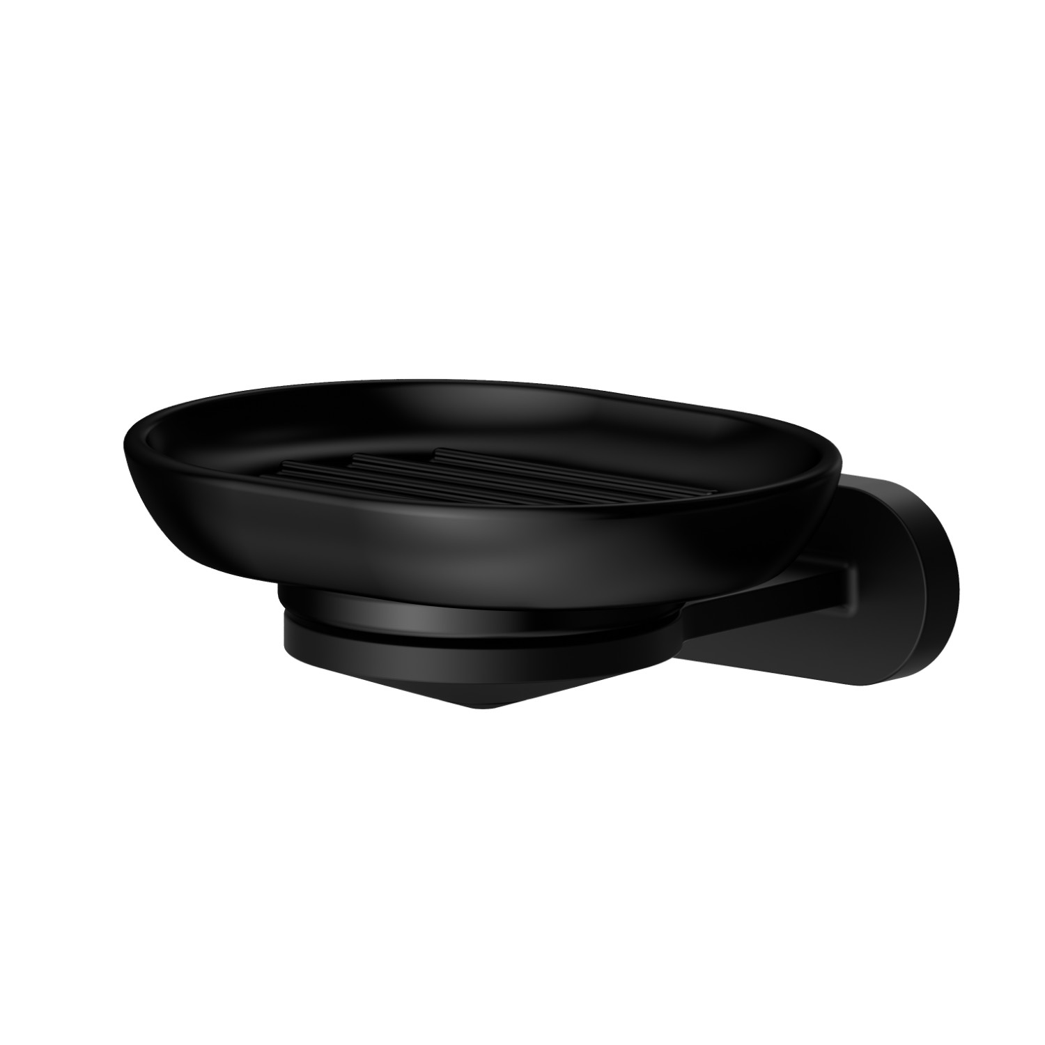 Wall-mounted soap dish. Black ceramic - finish Matt Black