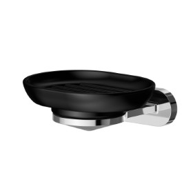 Wall-mounted soap dish. Black ceramic - finish Chrome