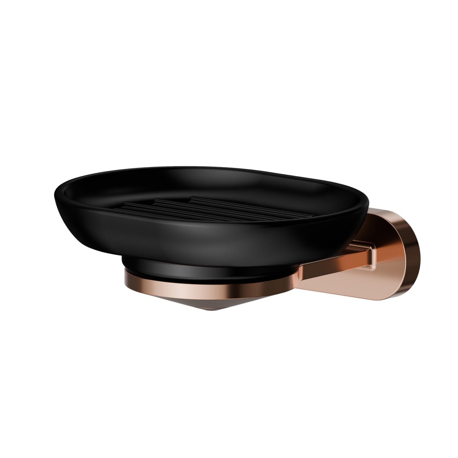 Wall-mounted soap dish. Black ceramic - finish PVD Copper Bronze