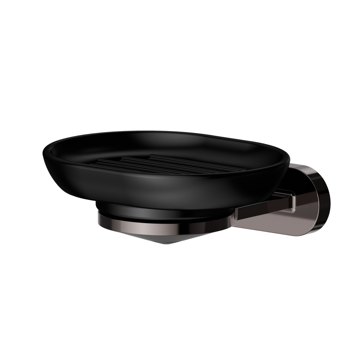 Wall-mounted soap dish. Black ceramic - finish PVD Gun Metal