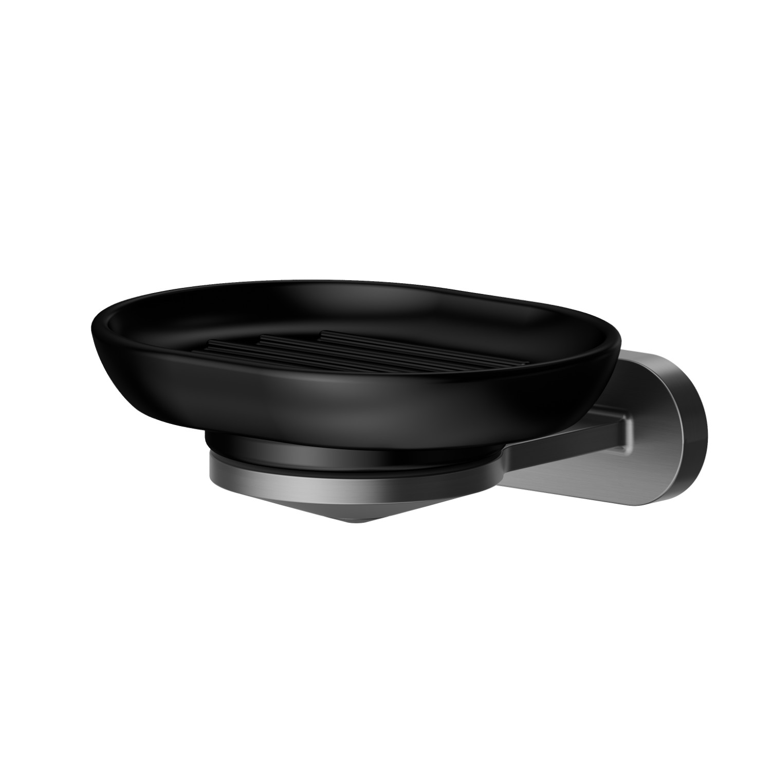 Wall-mounted soap dish. Black ceramic - finish PVD Brushed Gun Metal
