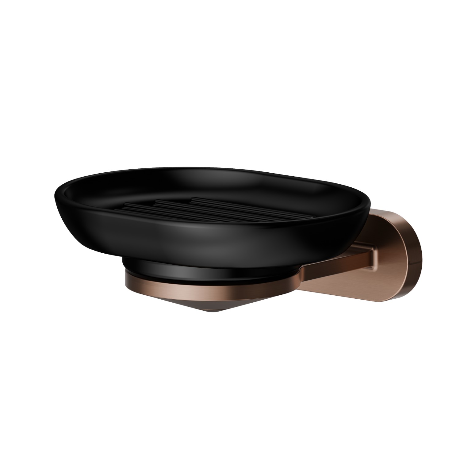 Wall-mounted soap dish. Black ceramic - finish PVD Brushed Copper Bronze