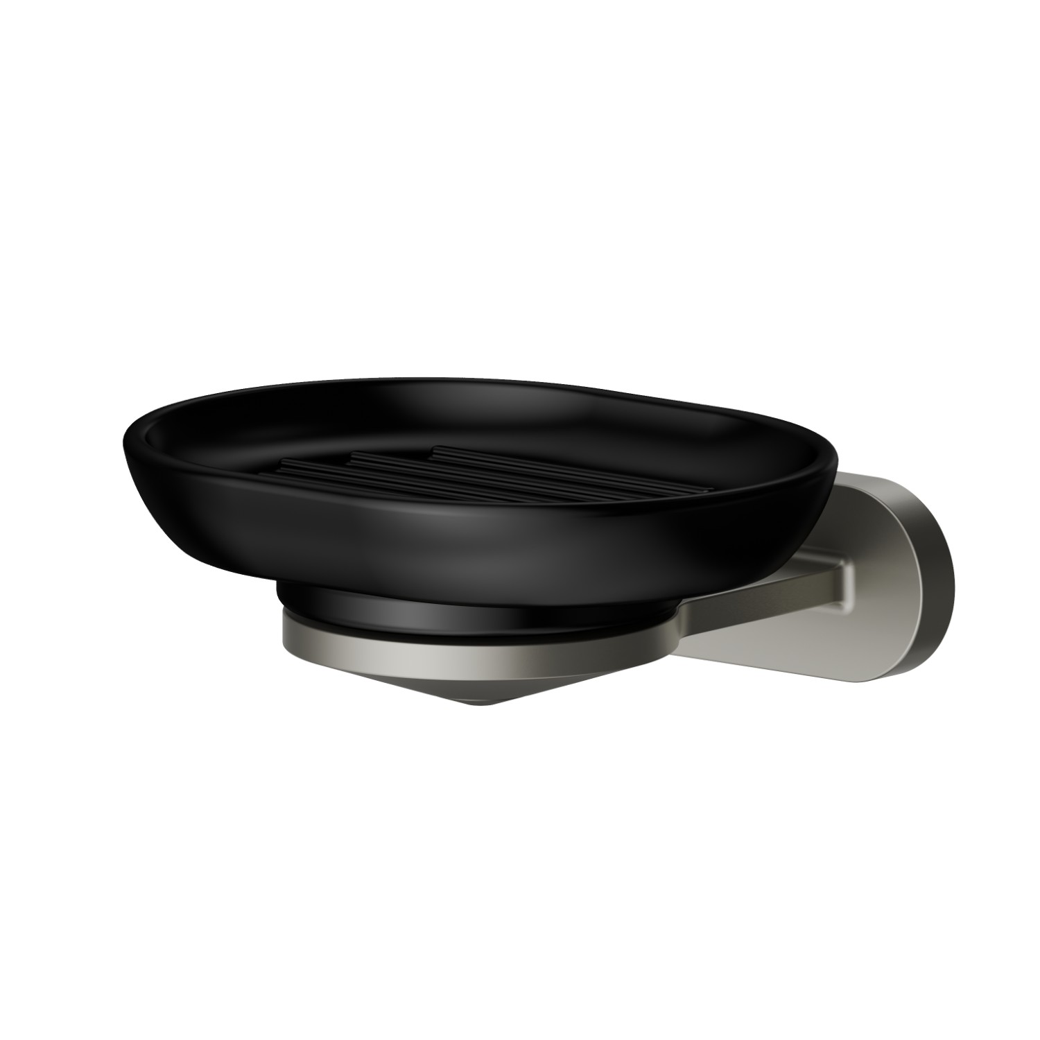Wall-mounted soap dish. Black ceramic - finish Titanium Satin