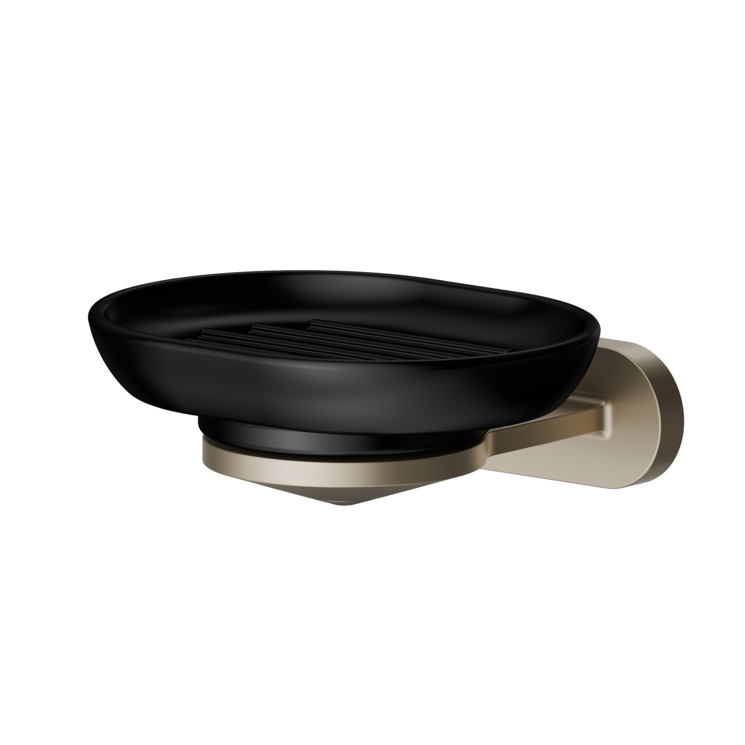 Wall-mounted soap dish. Black ceramic - finish Gold Satin