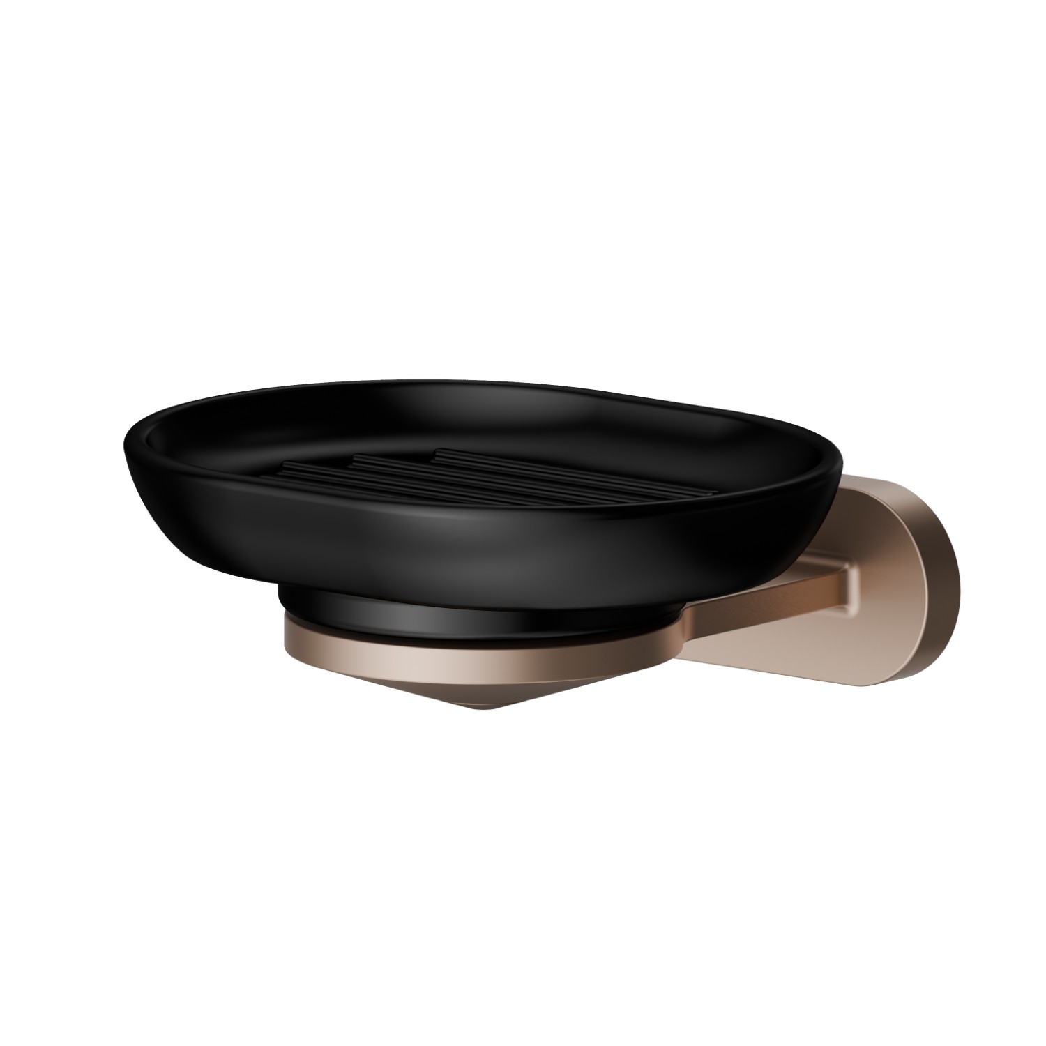 Wall-mounted soap dish. Black ceramic - finish Copper Satin