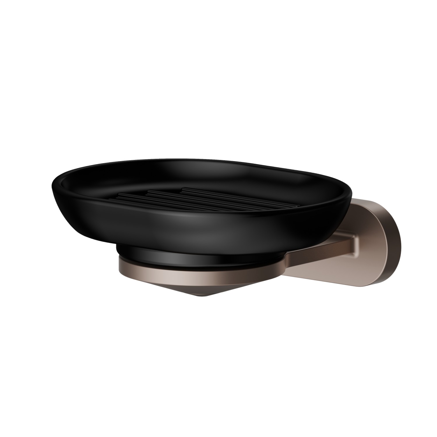 Wall-mounted soap dish. Black ceramic - finish Copper Glossy