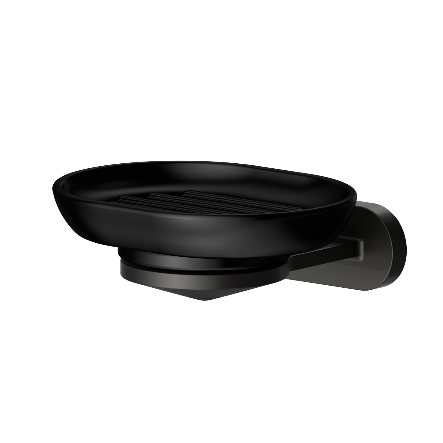 Wall-mounted soap dish. Black ceramic - finish Carbon Satin