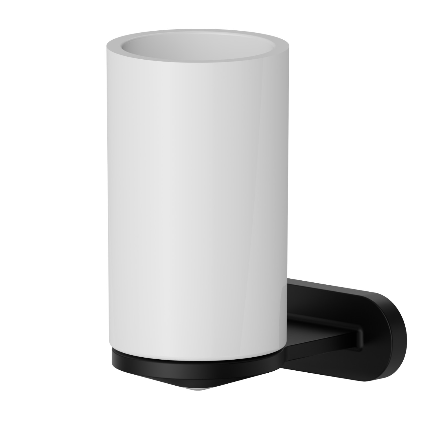 Wall-mounted tumbler holder. White ceramic - finish Matt Black