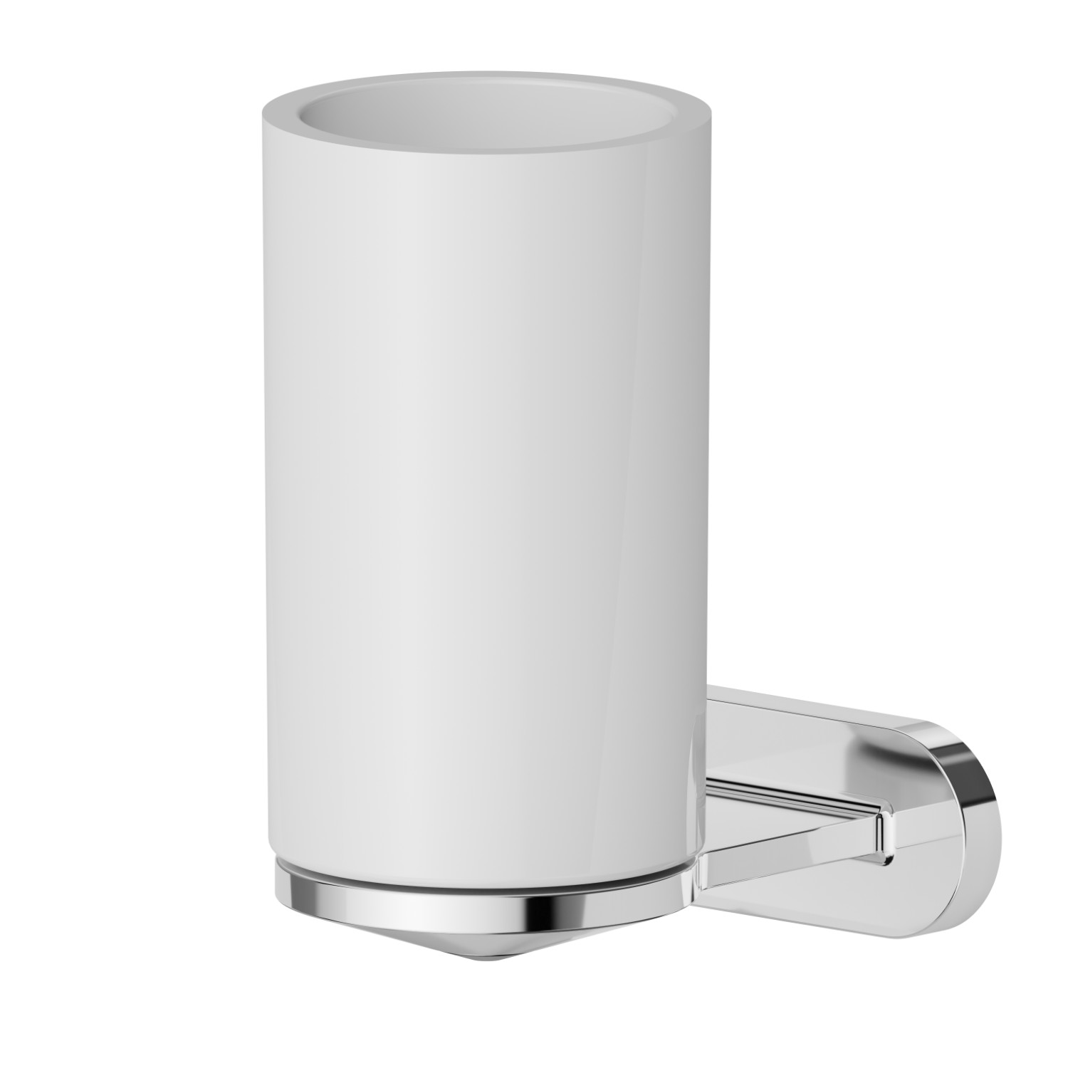 Wall-mounted tumbler holder. White ceramic - finish Chrome