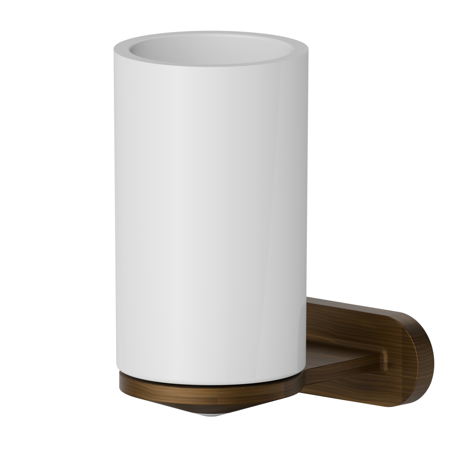 Wall-mounted tumbler holder. White ceramic - finish Groove Bronze
