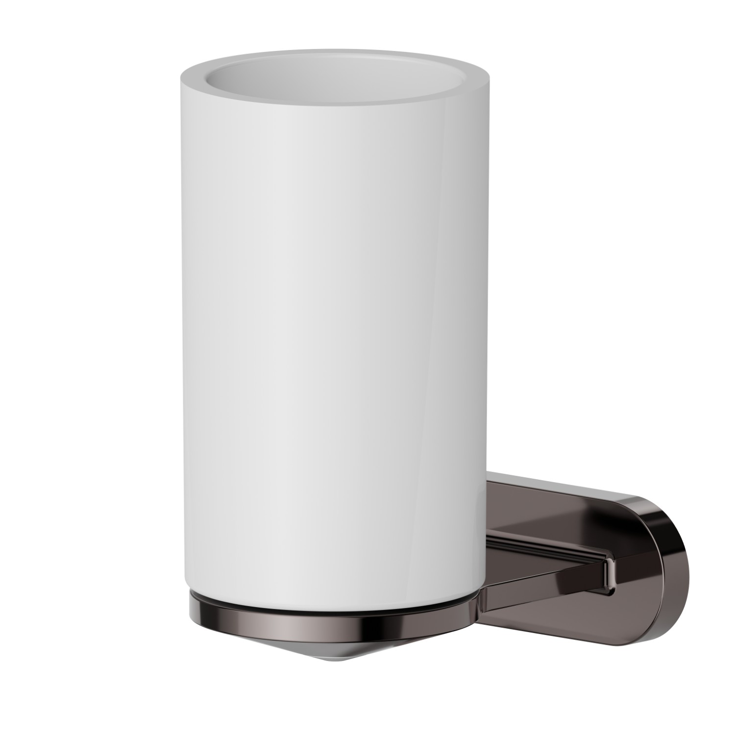 Wall-mounted tumbler holder. White ceramic - finish PVD Gun Metal