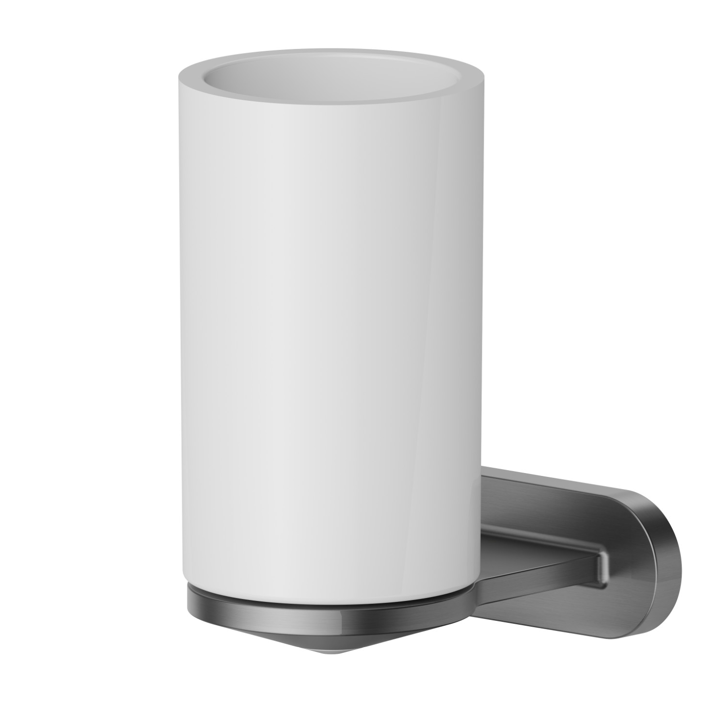 Wall-mounted tumbler holder. White ceramic - finish PVD Brushed Gun Metal